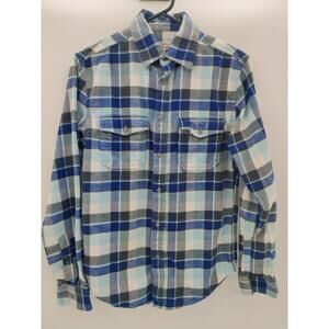 Merona Shirt Womens Size Small Blue Plaid Long Sleeve Check Pattern Cozy‎ Casual